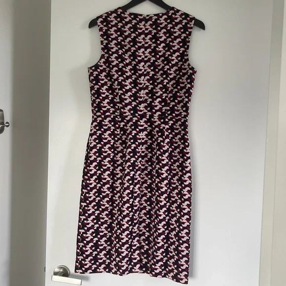J Crew Size 8 Sleeveless Dress Plum Pattern Work Sheath - Picture 3 of 4
